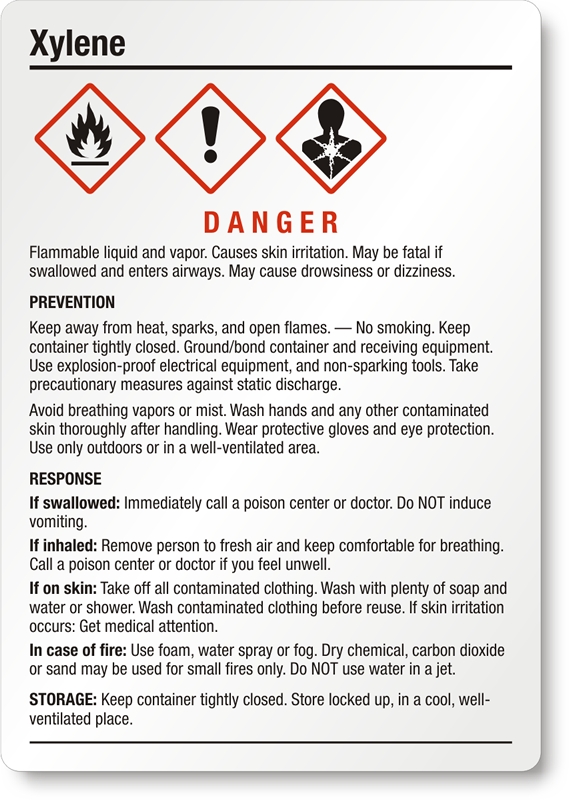 xylene ghs label